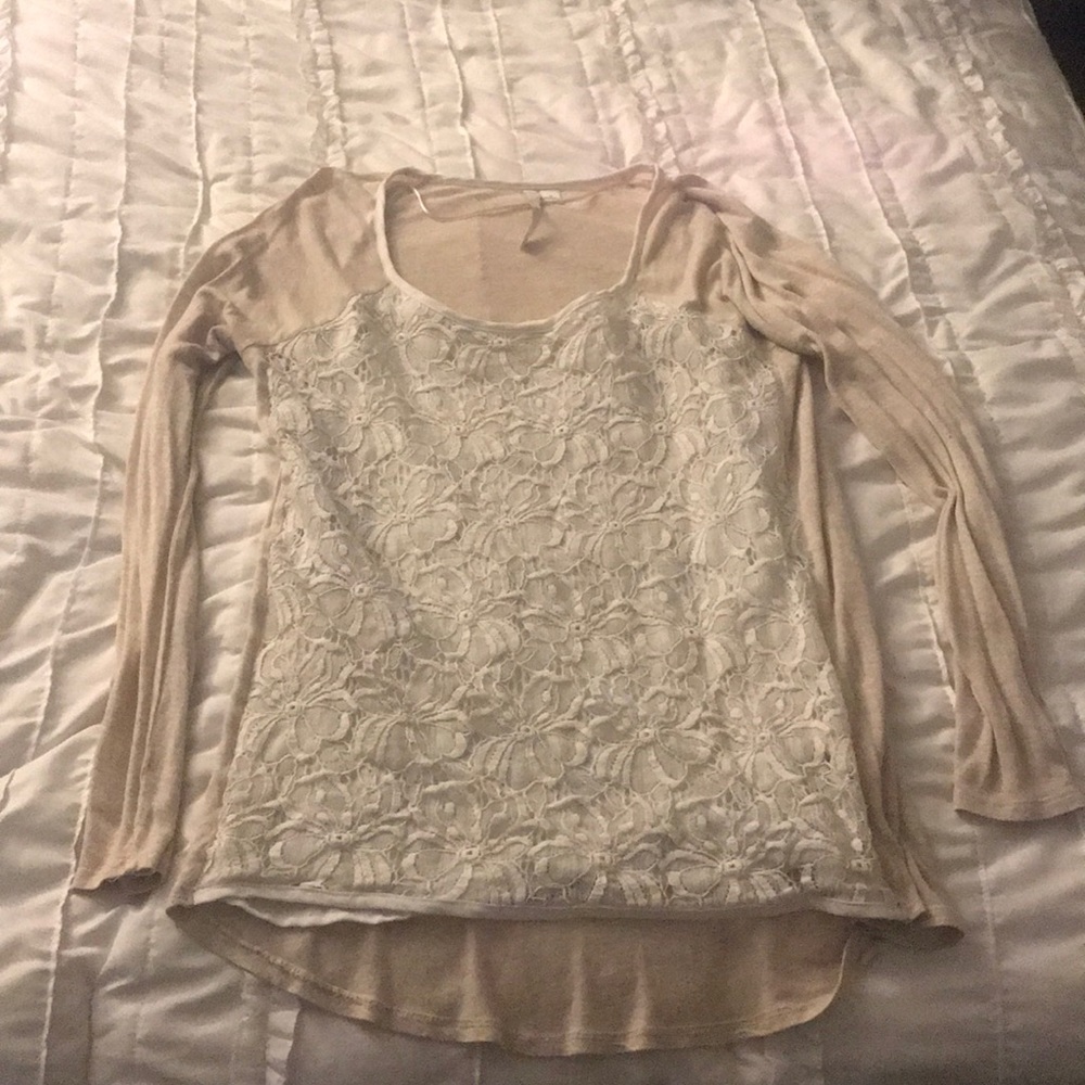 Light cream and white long sleeve shirt